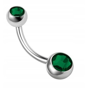 Kolczyk do pępka - cyrkonia ciemny zielony - InkMed