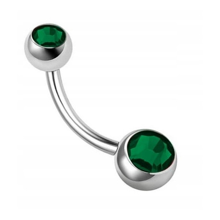 Kolczyk do pępka - cyrkonia ciemny zielony - InkMed