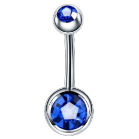 Kolczyk do pępka - cyrkonia niebieski - InkMed