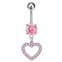 Kolczyk do pępka - serce z cyrkonią różowy - InkMed