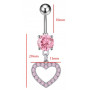Kolczyk do pępka - serce z cyrkonią różowy - InkMed