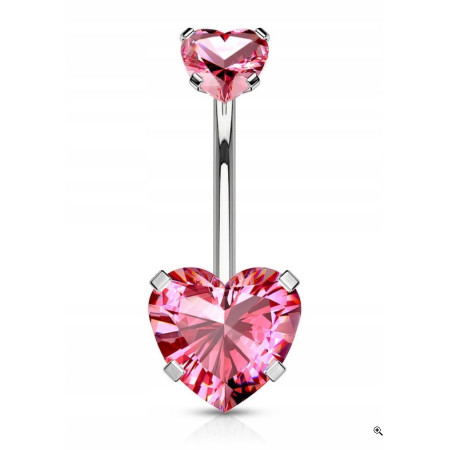 Kolczyk do pępka - serduszko różowy - InkMed