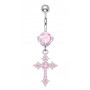 Kolczyk do pępka - krzyż różowy - InkMed