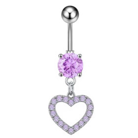 Kolczyk do pępka - serduszko fioletowy - InkMed